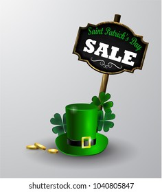 Sale poster for St. Patrick s Day. Vector