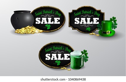 Sale poster for St. Patrick s Day. Vector