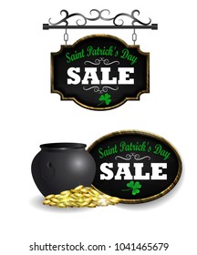 Sale poster for St. Patrick s Day. Vector