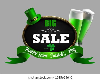 Sale poster for St. Patrick s Day. Vector