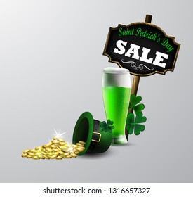 Sale poster for St. Patrick s Day. Vector