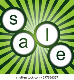 Sale poster with sunburst and round shapes