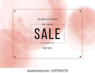 Sale Poster Template. Abstract Watercolor Pink Background. Good For Promo, Ad, Web Design And Email Design. Vector Illustration.