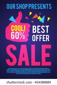Sale Poster Template. Best Offer Modern Motion Banner. Trendy Super Discounts. Vector illustration