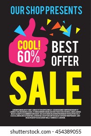 Sale Poster Template. Best Offer Modern Motion Banner. Trendy Super Discounts. Vector illustration