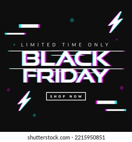 Sale Poster Or Template Design With Glitch Style Black Friday Font Against Background.