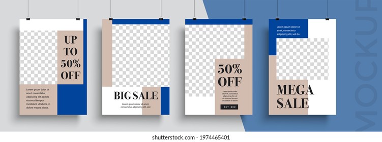 Sale Poster template. Set of bright vibrant banners, posters, cover design templates, social media stories wallpapers