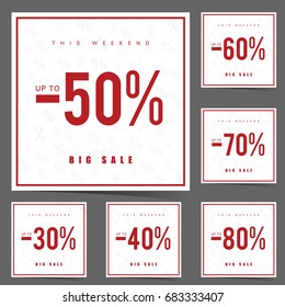 sale poster this weekend in white vector illustration