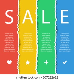 Sale poster. Torn paper effect. Vector illustration.