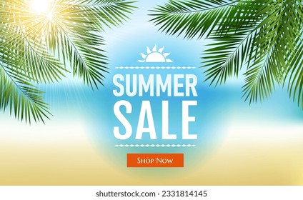 Sale Poster With Tropical Leaves
With Gradient Mesh, Vector Illustration
