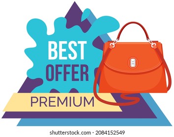 Sale poster with womens bag. Discount, special offers promotion, shopping advertisement. Hand drawn style vector design illustration shop now concept, black friday marketing advertising template