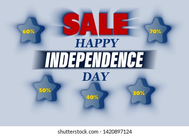 Sale of posters or banners for Independence Day discounts on decorative stars.