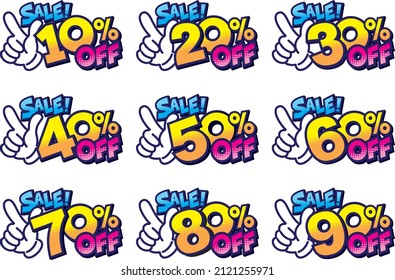 Sale price cut discount POP set material