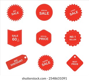 Sale, price off, best seller, big discount tags banner collection vector illustration on white background.