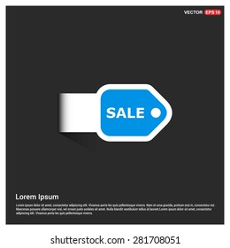sale price tag icon - abstract logo type icon - blue icon on white sticker on black background. Vector illustration