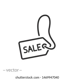 sale price tag icon, label sold, shop code, line symbol on white background - editable stroke vector illustration eps10