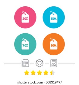 Sale price tag icons. Discount symbols.