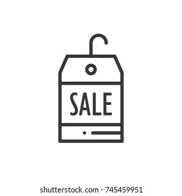 Sale price tag thin line icon. Seasonal discount badge sale design. Paper label, card. Vector simple flat linear design. Logo illustration. Sign symbols. Black friday sell-out. Shopping