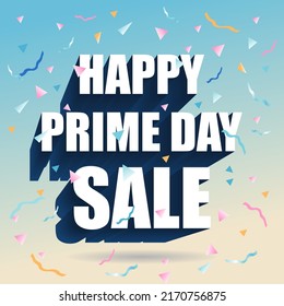 Sale Prime day sale. Banner with flying confetti pieces and typography. 