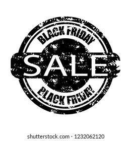 Sale print black friday isolate on white. Vector sale texture imprint, print rubber stamp, shopping price black friday illustration