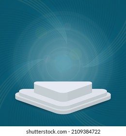 Sale product podium. Empty stage. Showcase design. Light blue wall room for background Vector