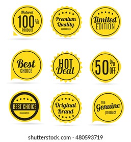 Sale and Product Quality Label Set  in Retro Colors Vector Illustration EPS10