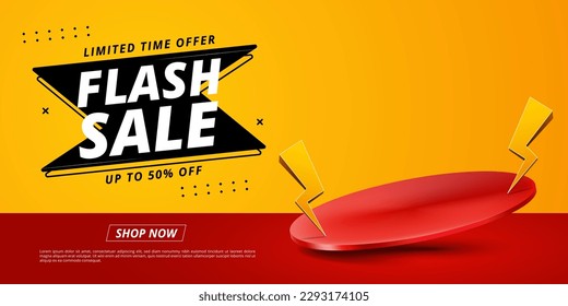 sale promo banner template with podium design.