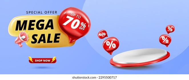 sale promo banner template with podium design.