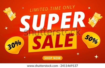 sale promo banner template with podium and flying discount label.