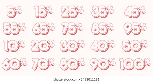 Sale promo discount percent cartoon style number
