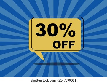 
SALE Promotion 30 percent off. Blue and yellow. Sun rays and speech bubble effect.
Square vector banner design with rounded corners Special offers for purchase tag templates, strokes and elements.