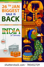 Sale Promotion Advertisement banner for 26th January, Happy Republic Day of India in vector background