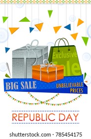 Sale Promotion Advertisement banner for 26th January, Happy Republic Day of India in vector background