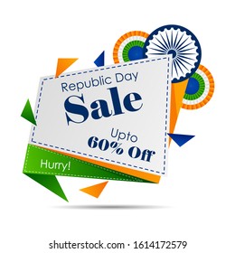 Sale promotion advertisement banner template for 26 January Happy Republic Day of India background