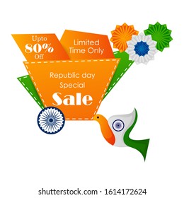 Sale promotion advertisement banner template for 26 January Happy Republic Day of India background