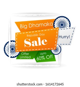 Sale promotion advertisement banner template for 26 January Happy Republic Day of India background
