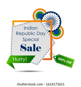 Sale promotion advertisement banner template for 26 January Happy Republic Day of India background
