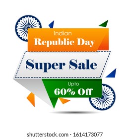 Sale promotion advertisement banner template for 26 January Happy Republic Day of India background