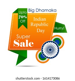 Sale promotion advertisement banner template for 26 January Happy Republic Day of India background