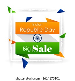 Sale promotion advertisement banner template for 26 January Happy Republic Day of India background