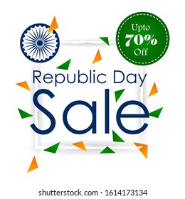 Sale promotion advertisement banner template for 26 January Happy Republic Day of India background