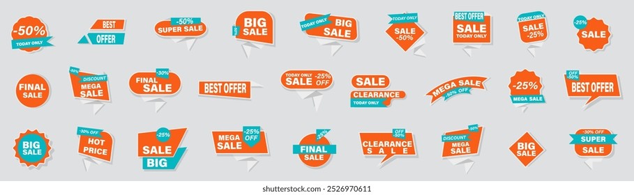 Sale promotion badges. Sale, discount, special offer, best price sticker tag collection
