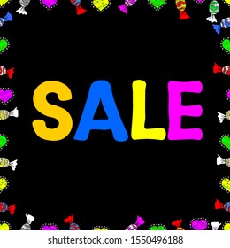 SALE Promotion banner, price tag, discount sticker, badge, poster. Vector. Illustration in magenta, black and yellow colors. Seamless. VIP SALE starts today promo banner with lettering word SALE.