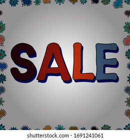 SALE Promotion banner, price tag, discount sticker, badge, poster. Illustration in brown, blue and white colors. VIP SALE starts today promo banner with lettering word SALE. Seamless. Vector.