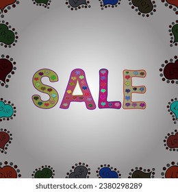 SALE Promotion banner, price tag, discount sticker, badge, poster. VIP SALE starts today promo banner with lettering word SALE. Picture. vector.