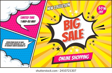 Sale promotion comic cartoon style background