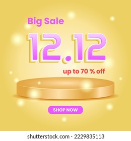 sale promotion design template. golden background and podium. modern, minimal and simple style. use for flyer, banner, promotion, advertising, web, social and ads