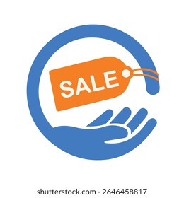 Sale promotion discount offer shopping retail commerce hands tag price marketing advertising campaign vector art illustration