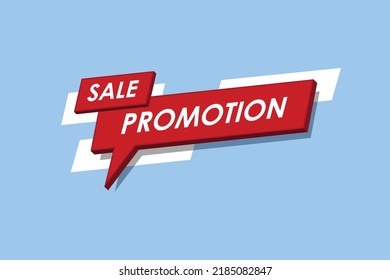 Sale Promotion On Red Speech Word Bubble With Sale And Promotion Text Vector Illustration In Blue Background