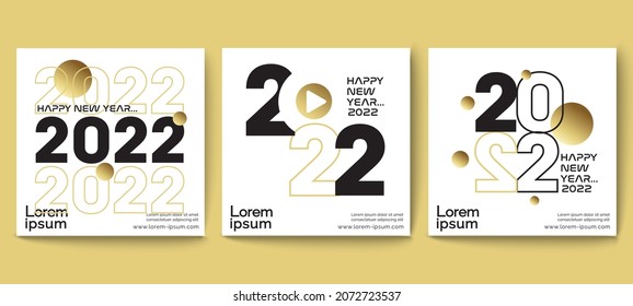 Sale promotion for online banner template, social media, invitations, gift cards, flyers brochures, cover page, Happy New Year, Black and Gold concept, Vector EPS.10